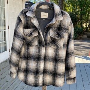 Thread & Supply Black and White Plaid Utility Jacket